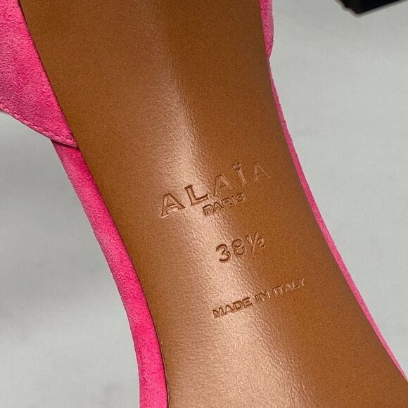 Alaia Bombe 90 Ankle-Strap Studded Suede Leather Sandals size 38.5 - Picture 16 of 16